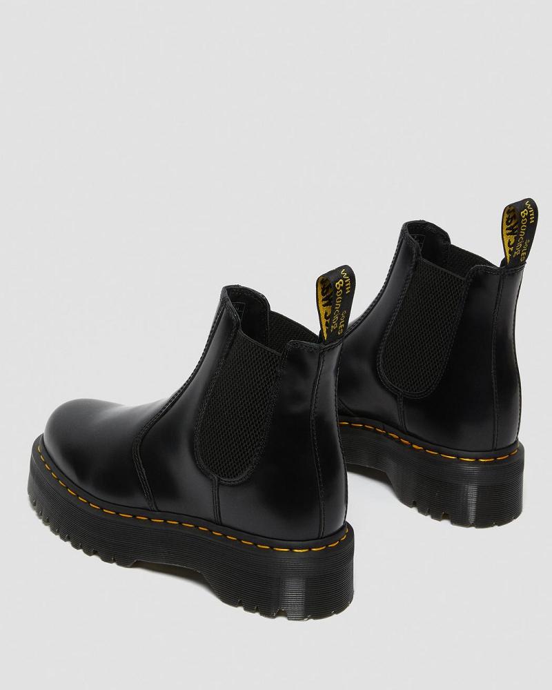 Dr Martens 2976 Polished Smooth Platform Chelsea Støvler Dame Sort | DK 113RVD